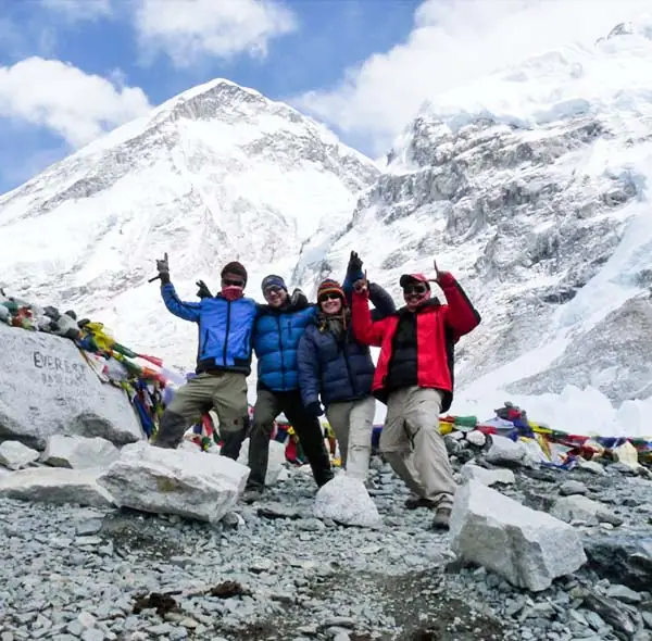 Trekkers at Everest Base Camp
