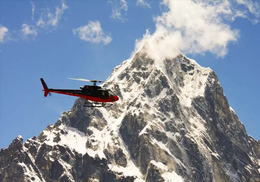 Helicopter above the Everest region