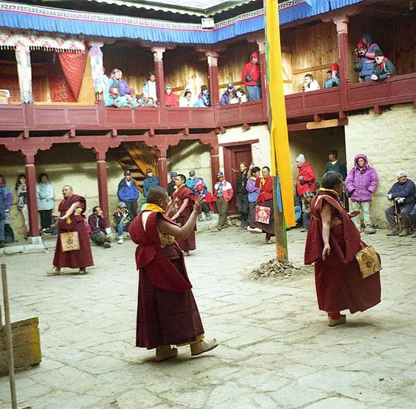 Monks dancing at the Mani Rimdu festival in Tengboche